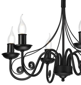 Lampadario a sospensione con catena DONATO 6xE14/40W/230V nero