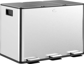 Pattumiera Differenziata Cestino Spazzatura 3 Scomparti da 10L in Acciaio Inox Argento...