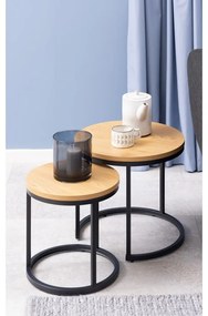 Set di tavolini rotondi con piano effetto rovere 2 pz ø 45 cm Spiro - Actona