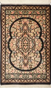 Ghom Tappeto persiano 60x90 Nero (Iran) Annodato A Mano