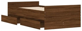 Giroletto con cassetti rovere marrone 90x190 cm