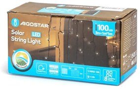 Aigostar - Catena di Natale solare a LED 100xLED/8 funzioni 4x1m IP65 bianco freddo