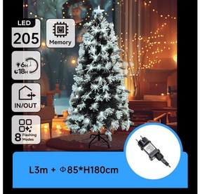 Aigostar - Albero di Natale LED 205xLED/6W/230V/8 funzioni 180cm IP44 bianco freddo