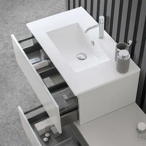 Mobile sospeso 80 cm grigio perla con lavabo incasso e specchio Iside