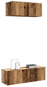 Set Mobile Tv 2 Pz Montato A Parete Legno Antico İn Truciolato /