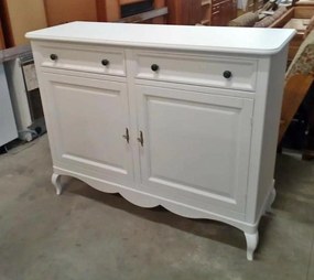 Credenza classica gamba curva in legno bianco opaco