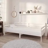 Divano Letto con Materasso 90x200 cm Bianco in Legno di Pino 3083600