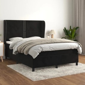 Giroletto A Molle Con Materasso Nero 140x200 Cm İn Velluto /