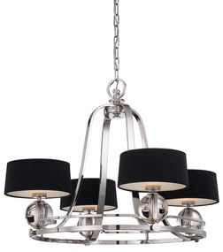 Lampadario Contemporaneo Uptown Gotham Metallo Argento Imperiale 4 Luci G9 3 Led