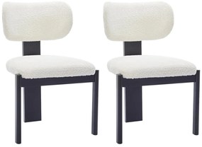 Sedia in tessuto e legno di hevea Bianco e Nero - Lotto di 2 - WILANA