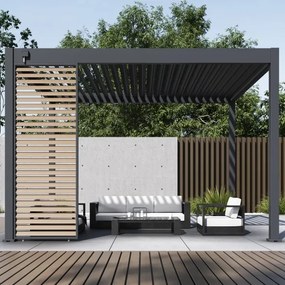 Pannello laterale con lamelle orizzontali 1M Ombréa - Antracite e lamelle con finitura legno