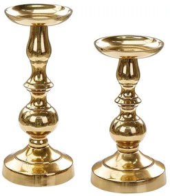 Set di 2 portacandele metallo oro DIRIN Beliani