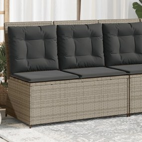 Panca reclinabile giardino con cuscini grigio chiaro polyrattan