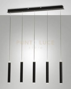 Prado lampadario a sospensione nero l.90x8cm 5 luci rettangolare a ...