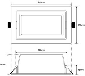 Faro LED da Incasso 44W Foro 210x130 Nero con driver Philips Colore Bianco Naturale 4.000K