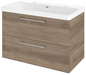 Mobile da bagno sospeso sotto lavabo L 90 x H 58 x P 46 cm marrone opaco, 2 cassetti SENSEA Remix