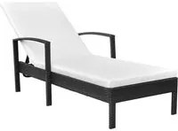 Lettino Prendisole con Cuscino in Polyrattan Nero 42942