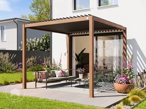 PRIMEYARD Pergola 3x3m, tetto lamellare, look legno - (400106)