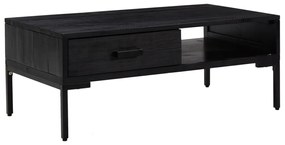 Tavolino da salotto nero 90x50x35 cm in legno massello di pino