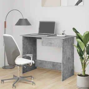 Scrivania Grigio Cemento 100x50x76 Cm İn Legno Multistrato /