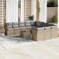 Set Divani da Giardino 12 pz con Cuscini Beige in Polyrattan 3250258