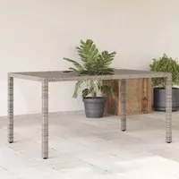 Tavolo da Giardino Piano in Vetro Grigio 150x90x75cm Polyrattancod mxl 113626