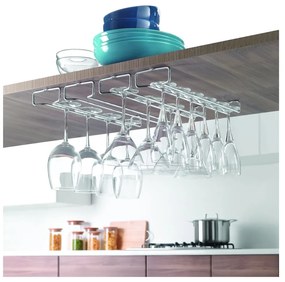 Set di 2 portabicchieri da vino in acciaio da parete Rail - Metaltex