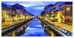 Stampa su tela Milano navigli, multicolore 90 x 190 cm