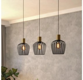 Eglo 901037 - Lampadario a sospensione con filo EMPOLI 3xE27/40W/230V nero/oro