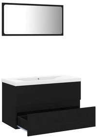 Set mobili da bagno nero in truciolato