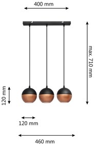 Lampadario LED a sospensione con filo MIDWAY 3xGU10/4,8W/230V nero/rame
