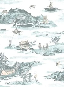 Sian Zeng Carta da parati Mountains - Blue/ Peach