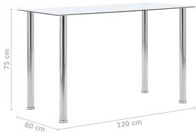 Tavolo da pranzo trasparente 120x60x75cm vetro temperato