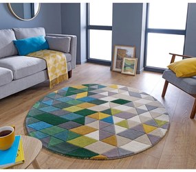 Tappeto rotondo in lana giallo/verde ø 160 cm Prism - Flair Rugs