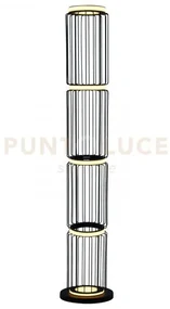 Lampada da terra circolo cage - metallo nero e silicone bianco