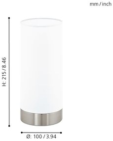 Eglo 95775 - Lampada da tavolo DAMASCO 1 1xE27/60W/230V