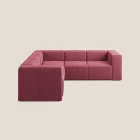 Nettuno divano angolare componibile reversibile in morbido tessuto bouclè T07 rosso