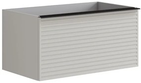 Mobile da bagno sospeso sotto lavabo L 80 x H 40 x P 45.5 cm grigio laccato opaco, 2 cassetti Pixel stripes