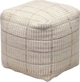 TESSA - pouf in lana avorio con decoro 40 x 40