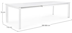 Tavolo Allungabile In Alluminio Bianco Per Esterni 110x200-300 Konnor Bizzotto