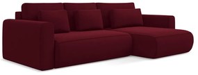 Divano angolare burgundy allungabile/con contenitore (con penisola a destra/con chaise lounge) con rivestimento in velluto Kapua – Makamii