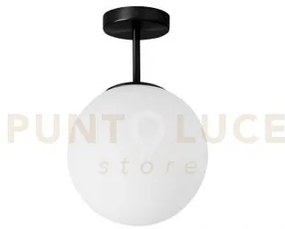 Jugen black lampadario da soffitto 1 luce vetro bianco montatura ne...
