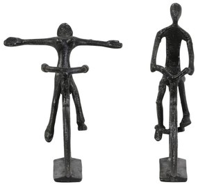 Statuette in metallo in set di 2 pezzi 22 cm Cyclists - Light &amp; Living