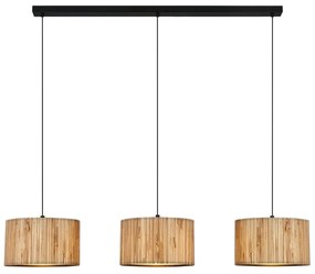 Lampadario Vintage Slama Metallo Paglia Nero 1 Luce E27