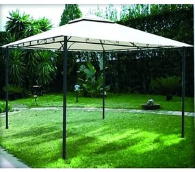 Gazebo 3x3 Doppio Tetto In Acciaio Antivento Struttura Moka Telo Beige