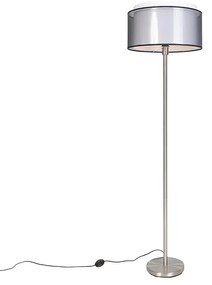 Lampada da terra di design in acciaio con paralume bianco e nero 47 cm - Simplo