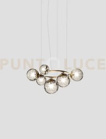 Puppet ring sospensione 7a fume' trasparente oro satinato 7 luci at...