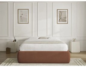 Letto matrimoniale imbottito arancione con contenitore/senza testiera con rete inclusa 180x200 cm Inera – Bobochic Paris