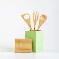 Set Cucina Verde e Legno 4 Utensili