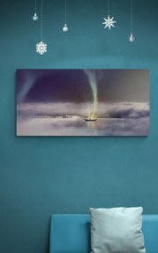 Quadro su tela – Aurora boreale sopra il lago ghiacciato